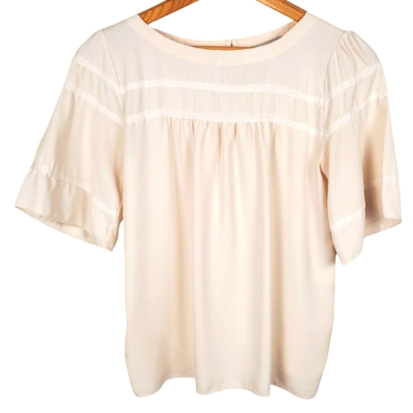 LOFT Cream Short Sleeve Blouse. XS - Picture 1 of 12